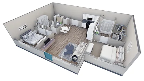 Floor plan 2-2 BR Retreat Courtyard