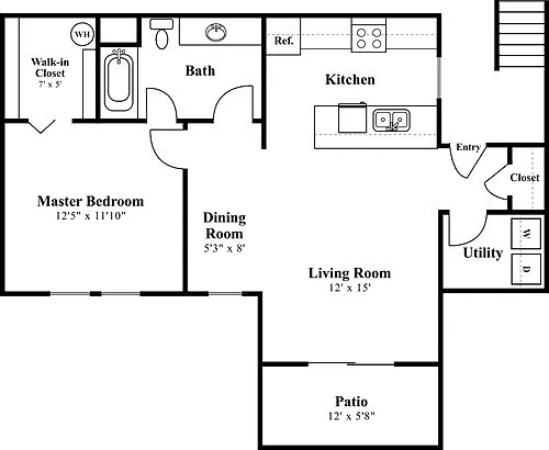 1x1 floor plan Eight Towncenter
