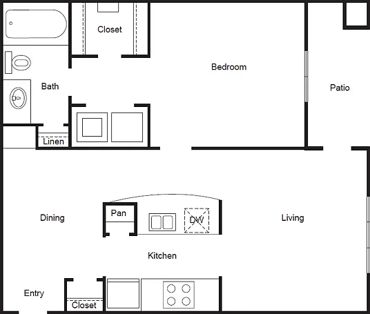 A1 Floorplan: 1 Bedroom, 1 Bathroom A1 Floorplan: 1 Bedroom, 1 Bathroom