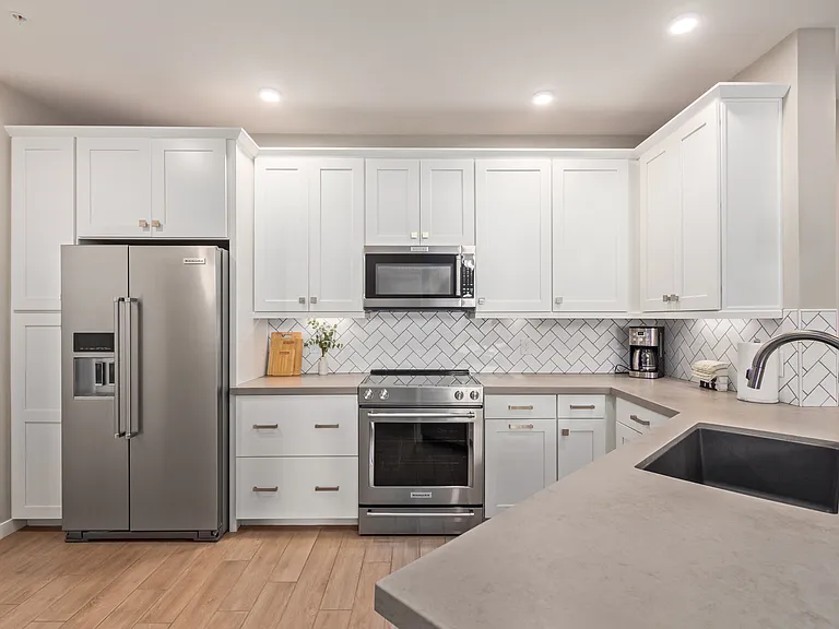 Updated kitchen with modern lighting