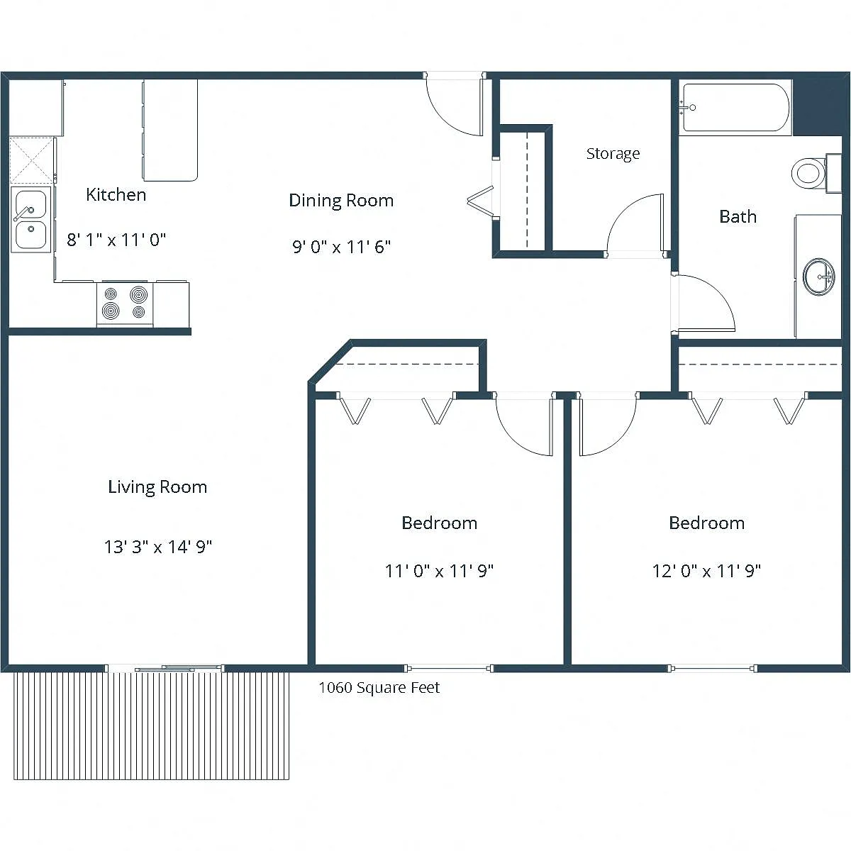 Floor plan Two Bedroom 21A