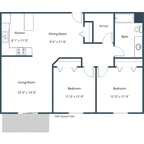 Floor plan Two Bedroom 21A