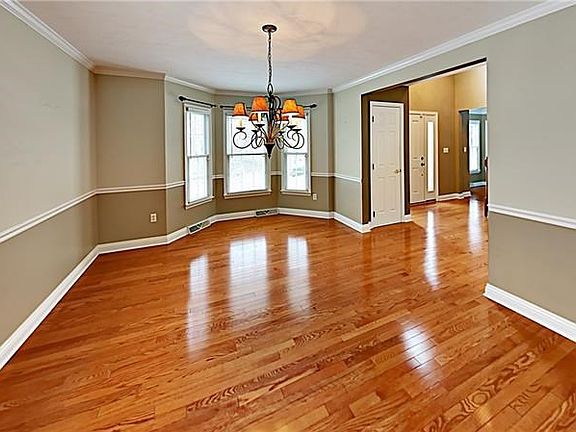 Dining room with bay window.
