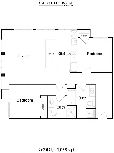 Floor plan 2 Bedroom 2 Bathroom D1