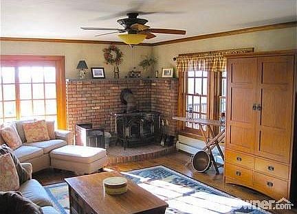 Great room with Brick Hearth