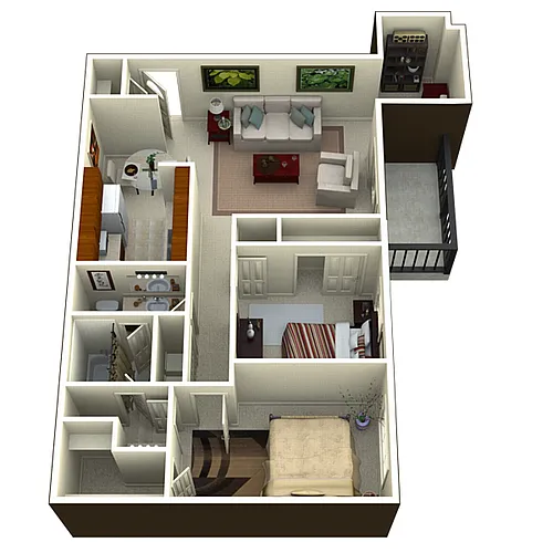 Floor plan Two Bedroom with Sunroom