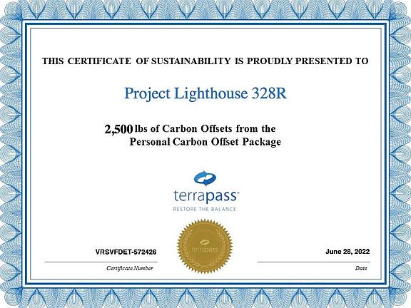 We offset this home +5 More! 
Each home = 5 Metric Tonnes CO2 per year X 6 = 30 MT Annually or 2.5 MT monthly..... :)