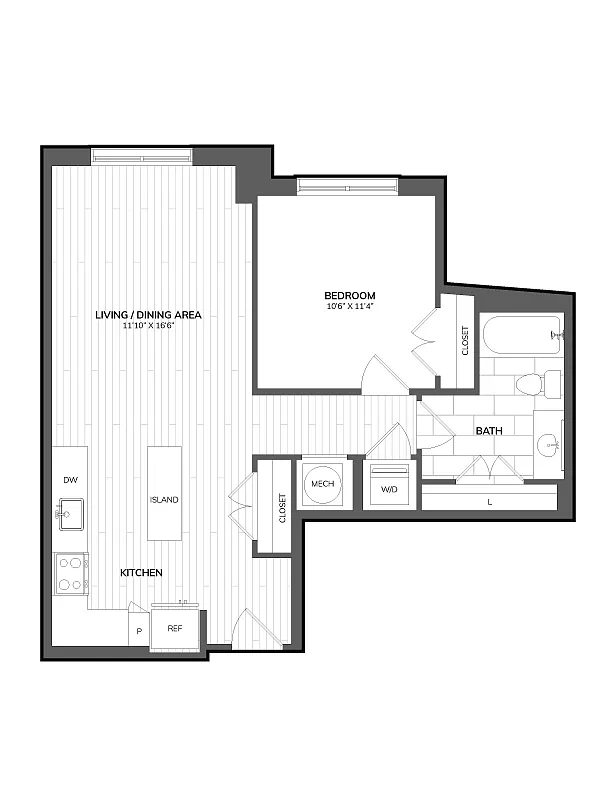 Floor plan 1 Bed/1 Bath-03A