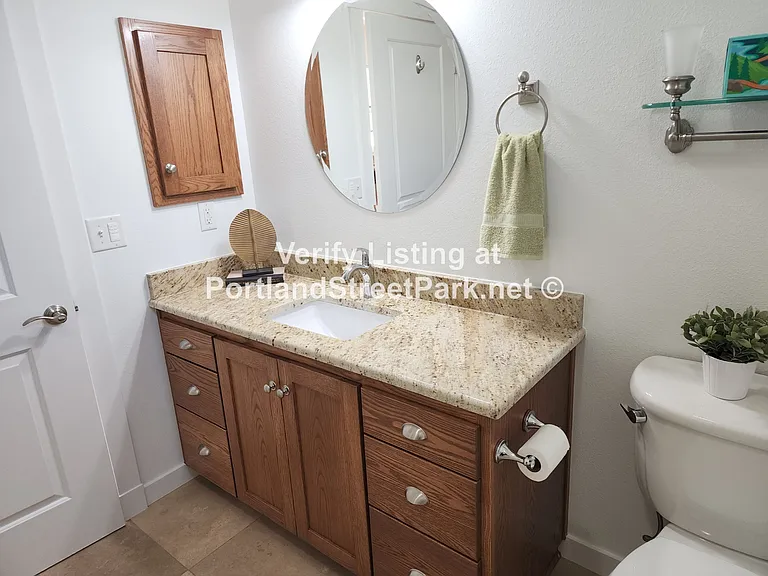 Granite countertops, stone tile floor
