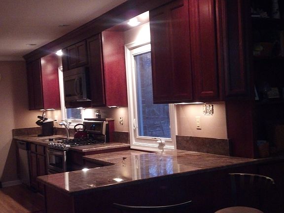 Custom cherry cabinets.