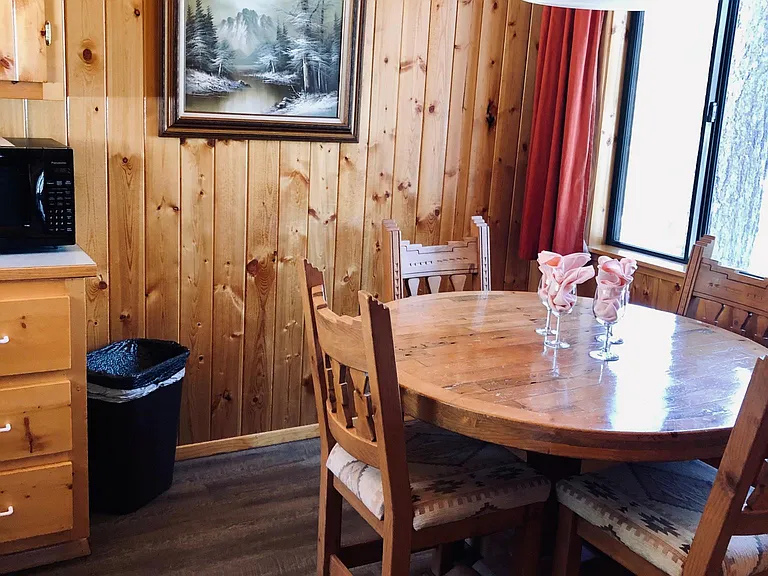 Dinning table for four with views.