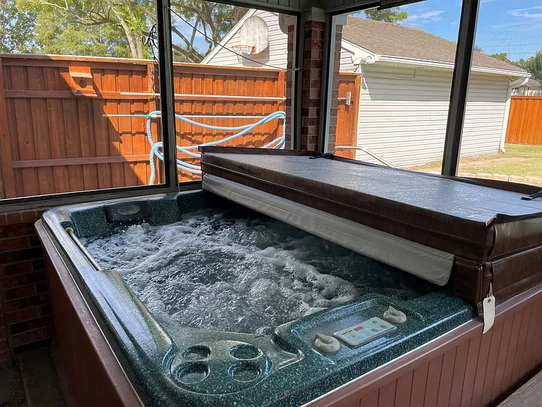 Spa inside covered patio