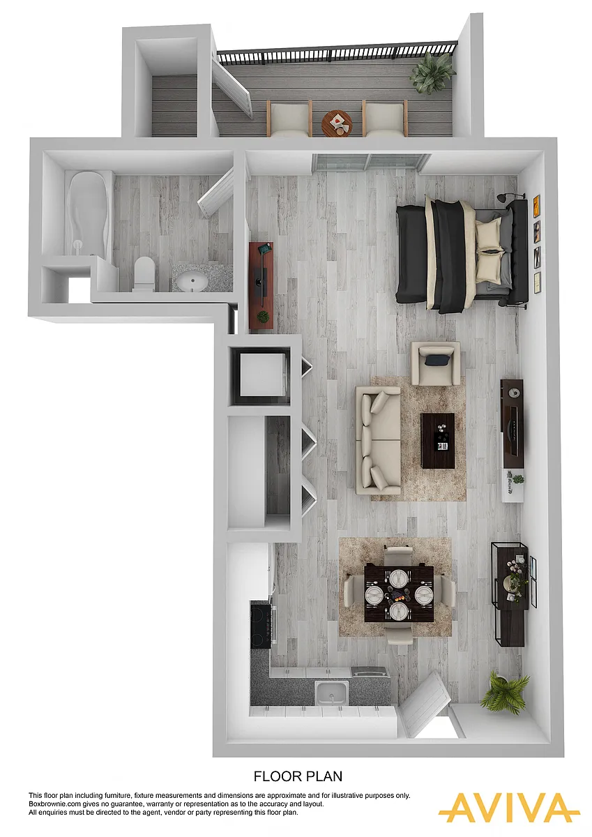 Floor plan Studio A - Alt 2 - Balcony
