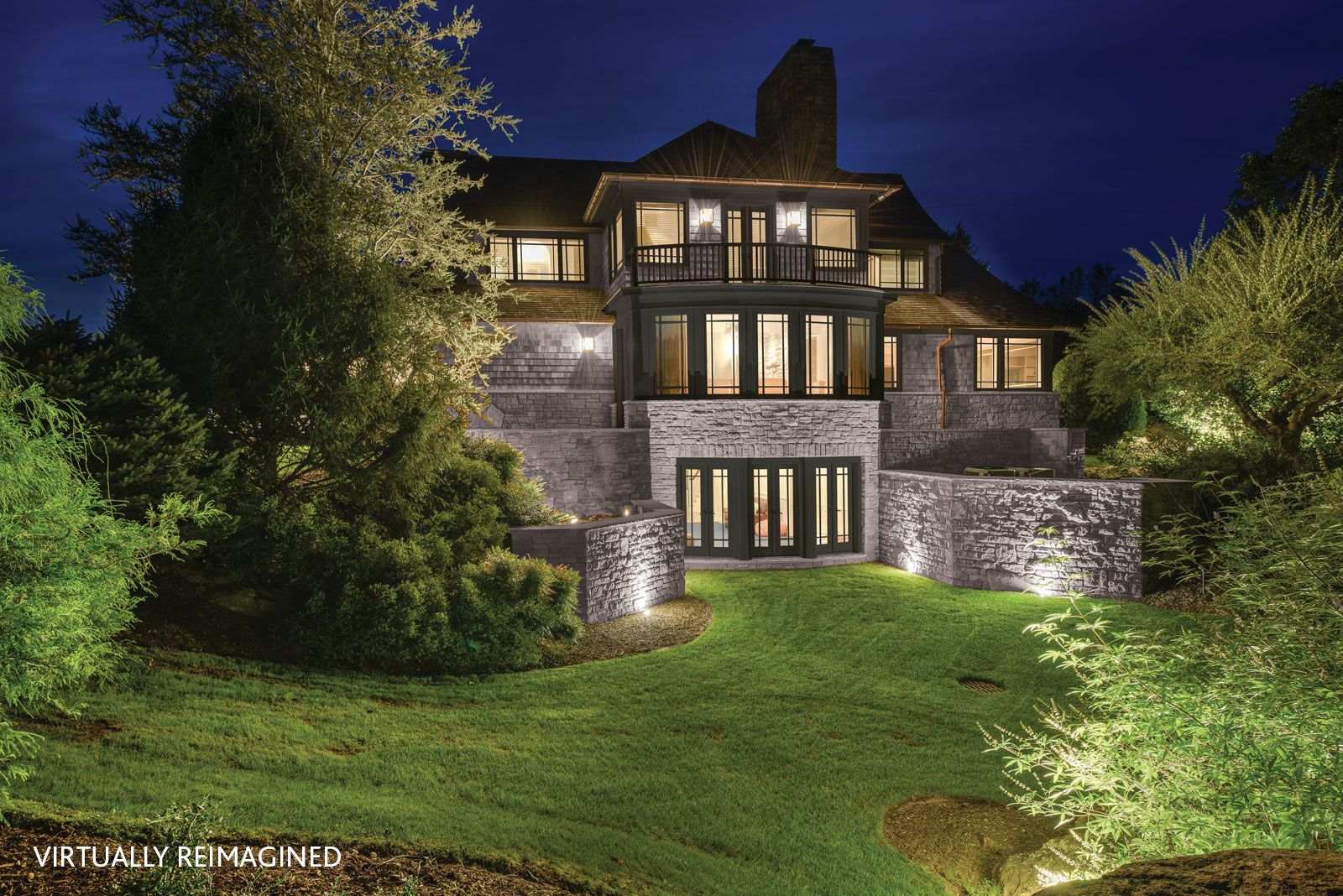  Side view of 6 Dannielles Way, Bridgehampton, NY at night (virtually re-imagined)