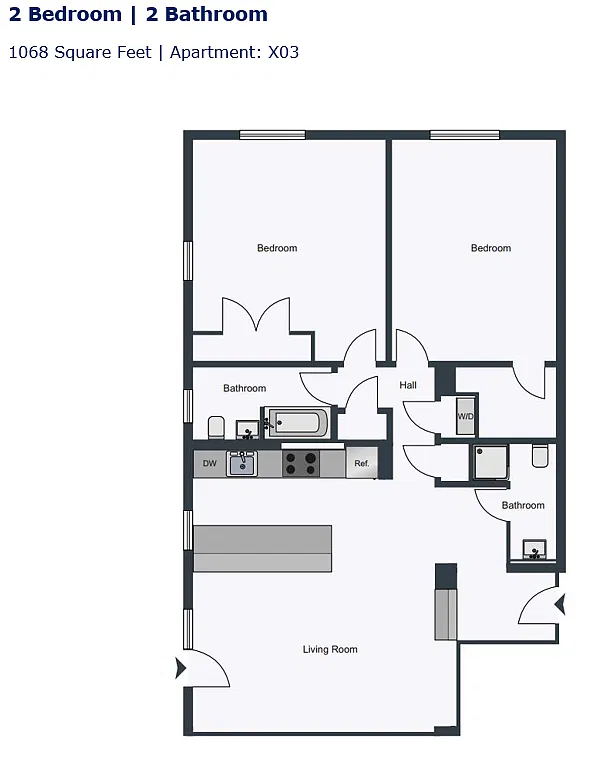 Floor plan 2 Bedroom 2 Bathroom
