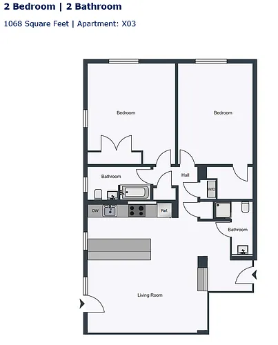 Floor plan 2 Bedroom 2 Bathroom