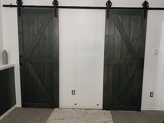 Barn doors in master bed