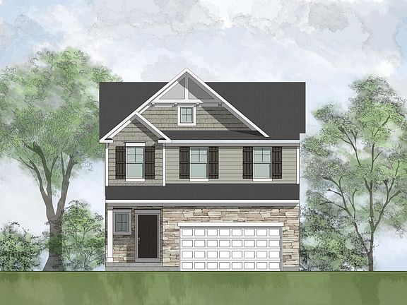stone, shakes and siding house
