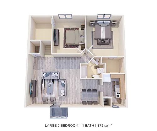 Floor plan Two Bedroom - 875 sqft