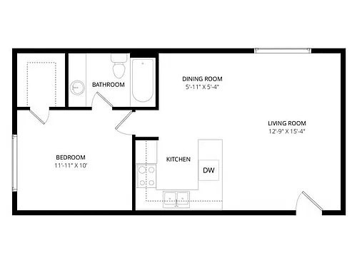 Floor plan 1 Bedroom LG