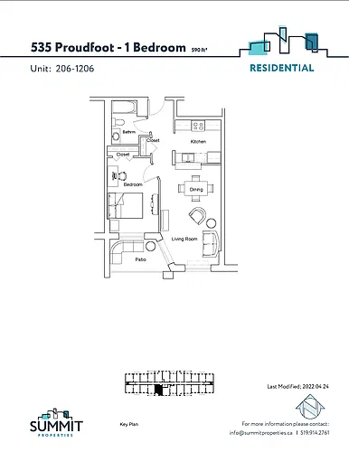 Floor plan 1 bedroom 1 Bed 1 Bath 4