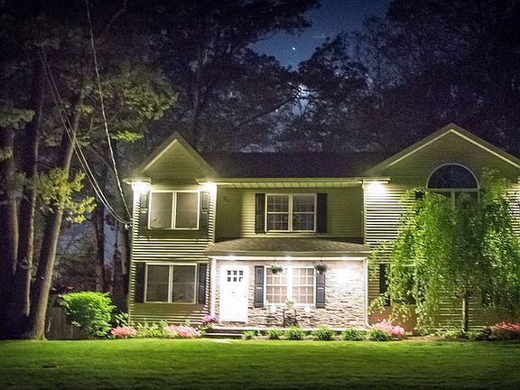 Front of house at night