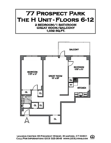 Floor plan 2 Bedroom 1 Bath