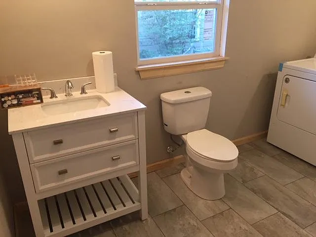 Bathroom/ laundry room off the kitchen