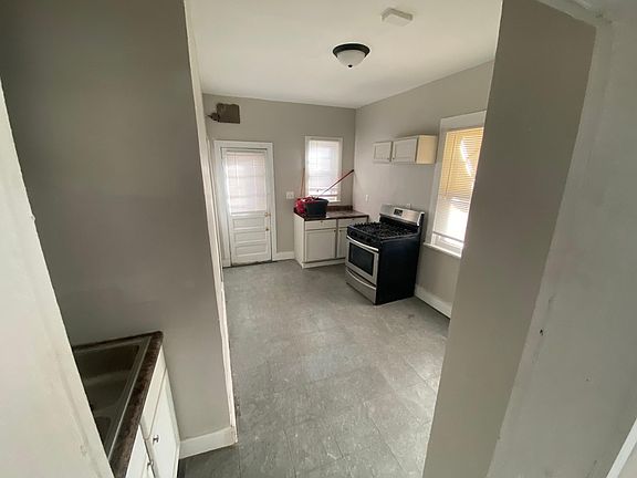 Kitchen from dining room door.