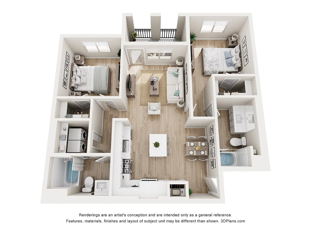 Floor plan 2 BD, 2BTH B1