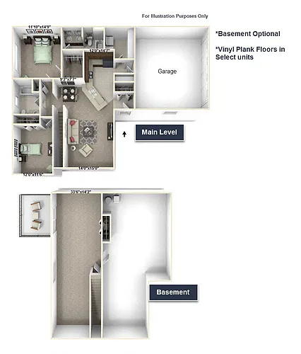 Floor plan Geranium with Basement Townhome