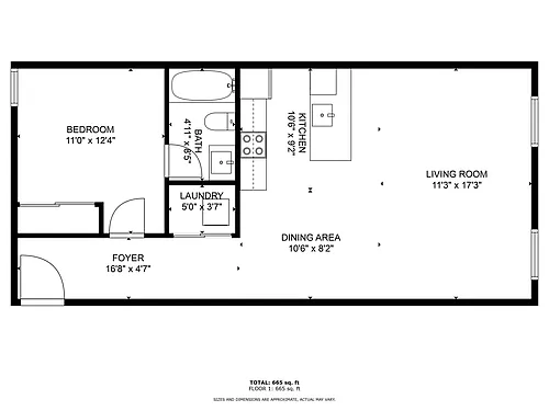 Floor plan One Bedroom-Premium