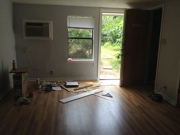 View of entry.  Getting those finishing touches done.