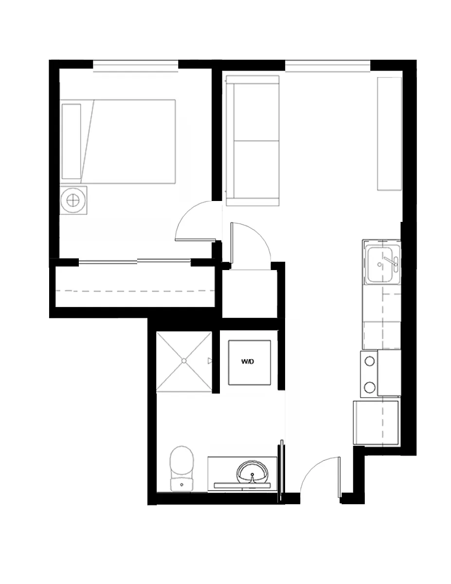 Floor plan South East Corner - One Bedroom