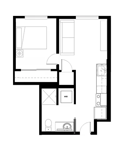 Floor plan South East Corner - One Bedroom