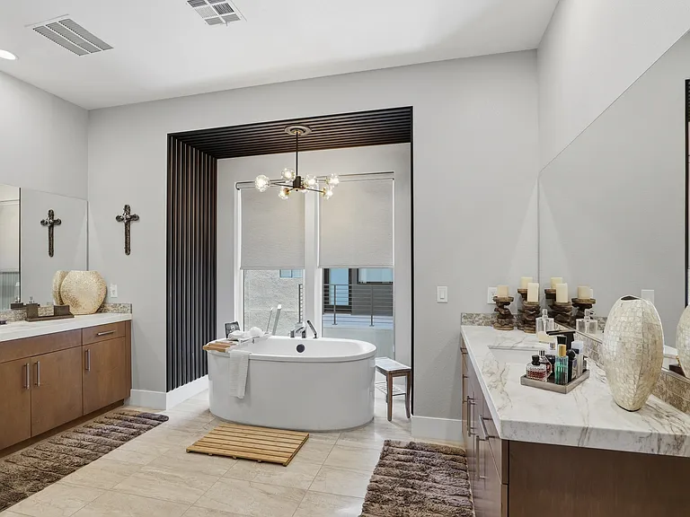 #GuardianRealty 10941 Earth Hues Summerlin Luxury Home Rental primary bathroom freestanding tub_06232026