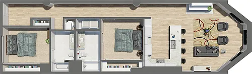 Floor plan Suite Style 21 - 2 Bedrooms 2 Baths