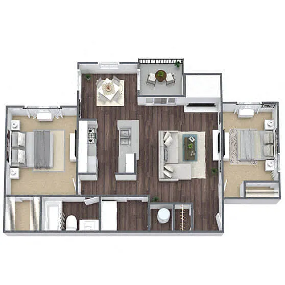 Floor plan A2: 1 Bed 1 Bath