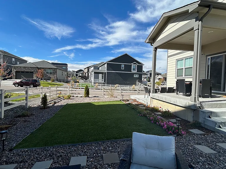 backyard seating and street view
