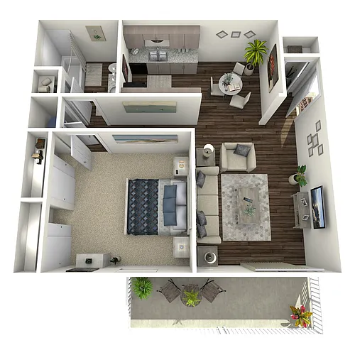 Floor plan 1BD, 1BTH