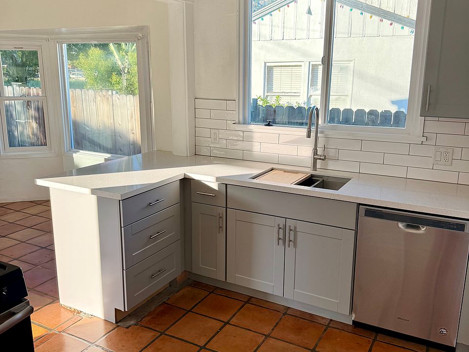 Bright kitchen with plenty of natural light and beautiful Riviera views