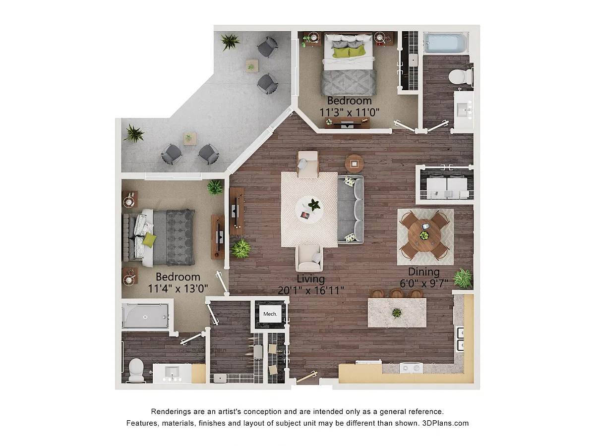 Floor plan Two Bedroom - 2D