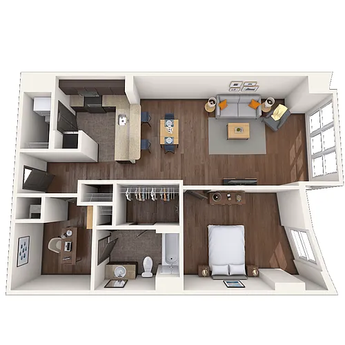 Floor plan Traditional 1x1 677-903 SF