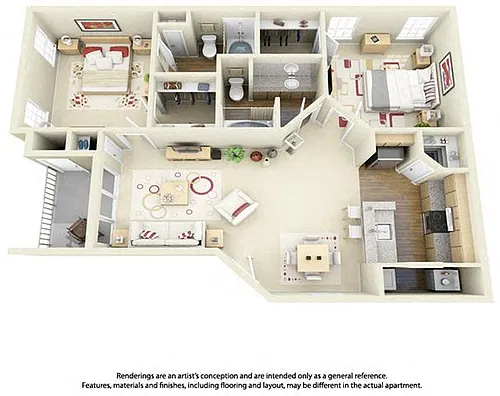 Floor plan 2 Bedroom 2 Bath Plan 3