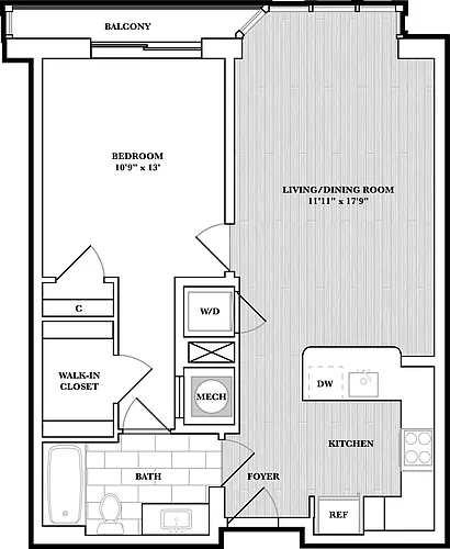 Floor plan 1 Bed/1 Bath