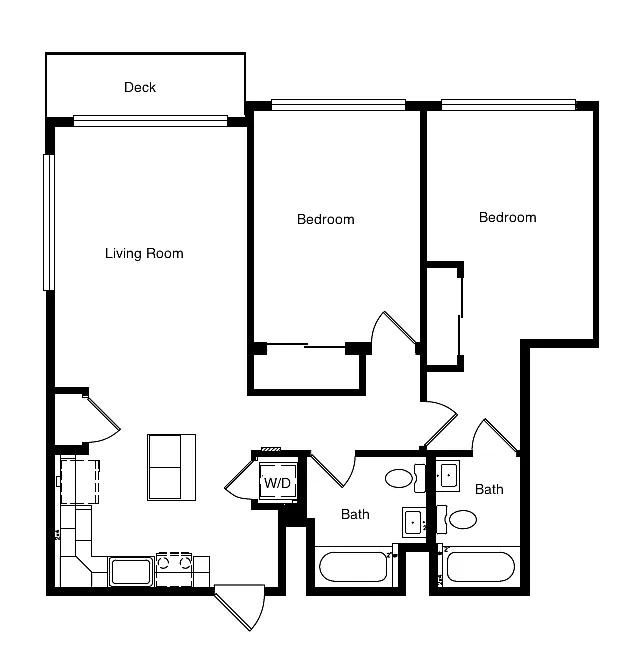 Floor plan Two Bedroom Two Bath Corner Unit