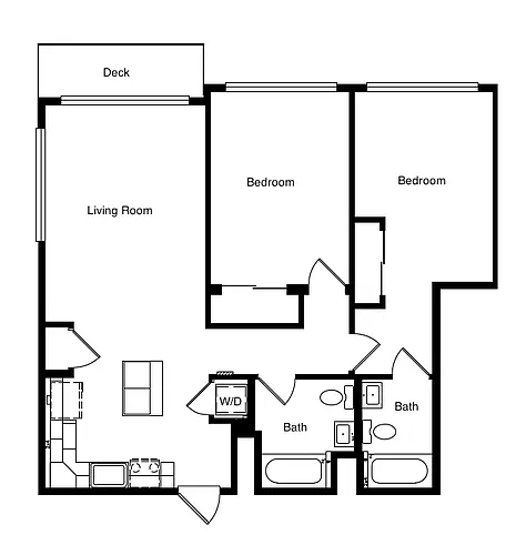 Floor plan Two Bedroom Two Bath Corner Unit