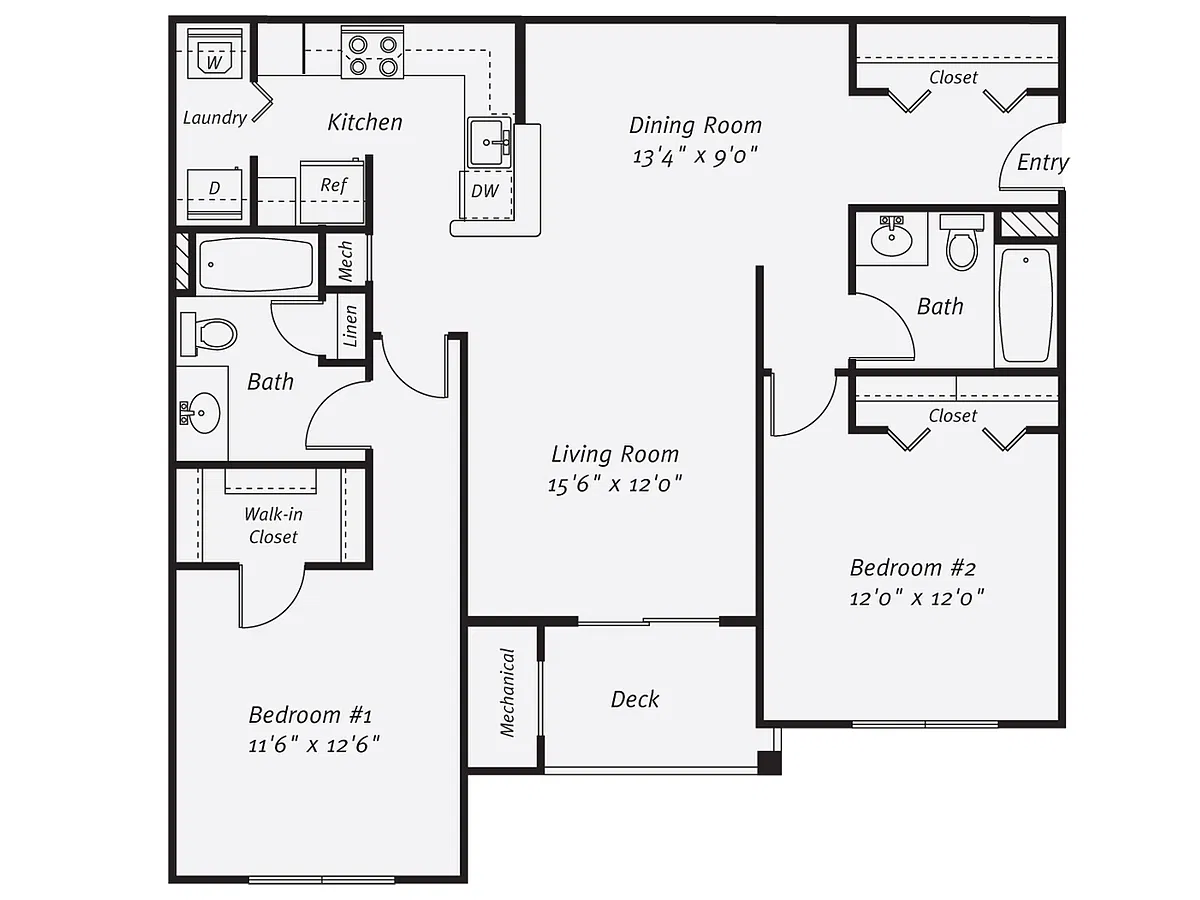 Floor plan 2 Bed/2 Bath-The Stewart