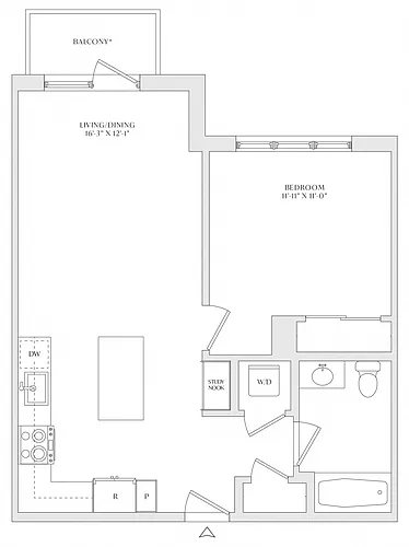 Floor plan 1 Bed/1 Bath-A1