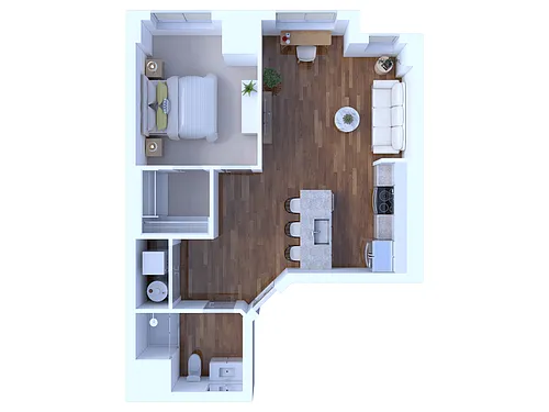 Floor plan 1 Bedroom/1 Bathroom-682/695